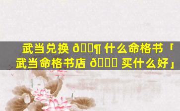 武当兑换 🐶 什么命格书「武当命格书店 🐕 买什么好」